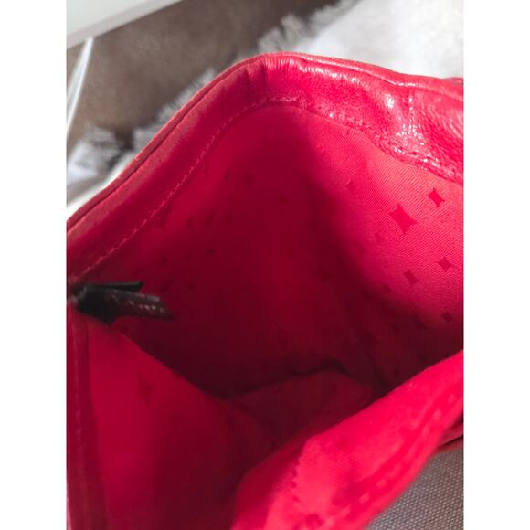 Vintage Fossil Emory Red Lamb Leather Wallet Clutch Super Soft Brass Hardware! - Picture 6 of 8